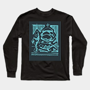 Five breads and two fishes illustration Long Sleeve T-Shirt